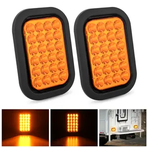 Nilight 5”x3” Rectangular Trailer Tail Lights (2 PCS), 24 LED Brightness Amber Turn Signal Lights with Flush Mount Grommets & Plugs, IP67 Waterproof, 12V Compatible for Truck, Trailer, RV