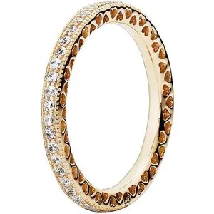 PANDORA Alluring Brilliant Marquise Ring - Clear CZ & 14K Gold Charm 150181CZ-58