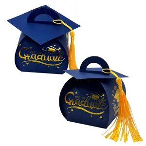Graduation Hat Gift Box Set with Tassels, Grad Party Gift Box, Unique Gift, Printed Gift Packaging for Graduation Ceremony Decor, Perfect for Friends and Classmates