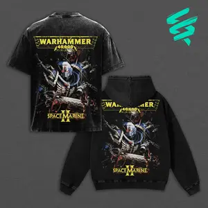 Warhammer 40K Space Marine T-Shirt & Hoodie Vintage Acid Wash Black Streetwear Gaming Merch Oversized Cotton Unisex Sci-Fi Gift Battle-Ready