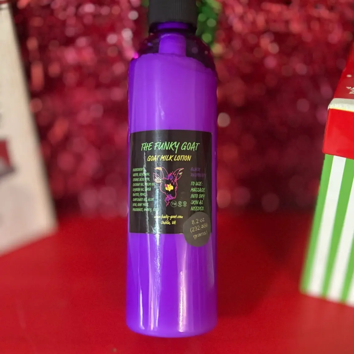 The Funky Goat Black Raspberry Goat Milk Lotion 8.2 oz - Natural Skin Nourishing Formula - MADE ON OUR FARM IN THE USA
