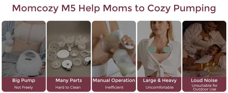 Momcozy Breast Pump Hands Free M5 & Momcozy Breast Milk Pitcher Pink 32oz