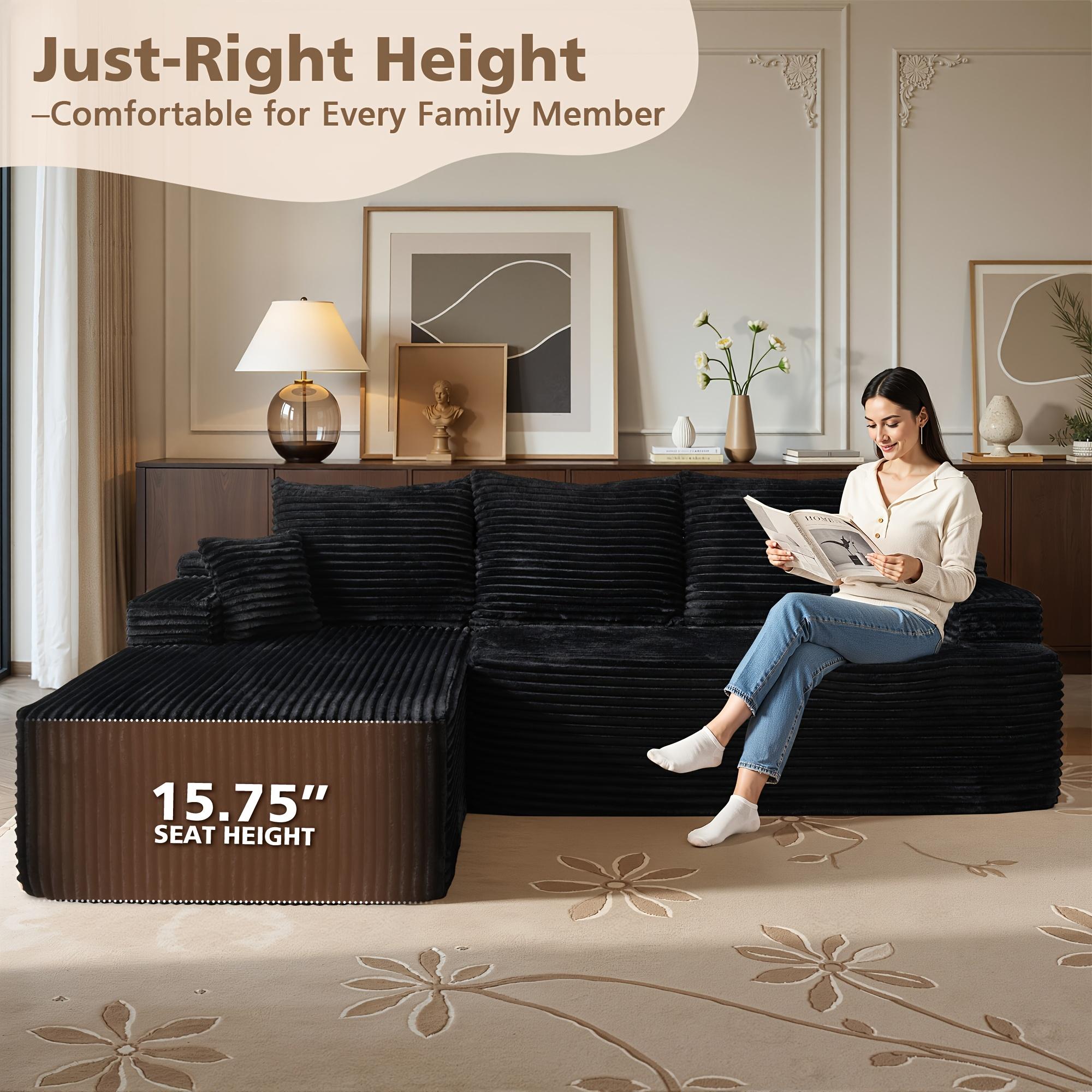 Extra-large Living Room Sectional Sofa, L-shaped Couches Set-(Chaise Lounge + Armchair), Frameless Modular Sofa with Plush Fabric And Foam Filling, Comes with 3 Backrests And 2 Small Cushions, some Color Options, No Asembly Required cloud couches