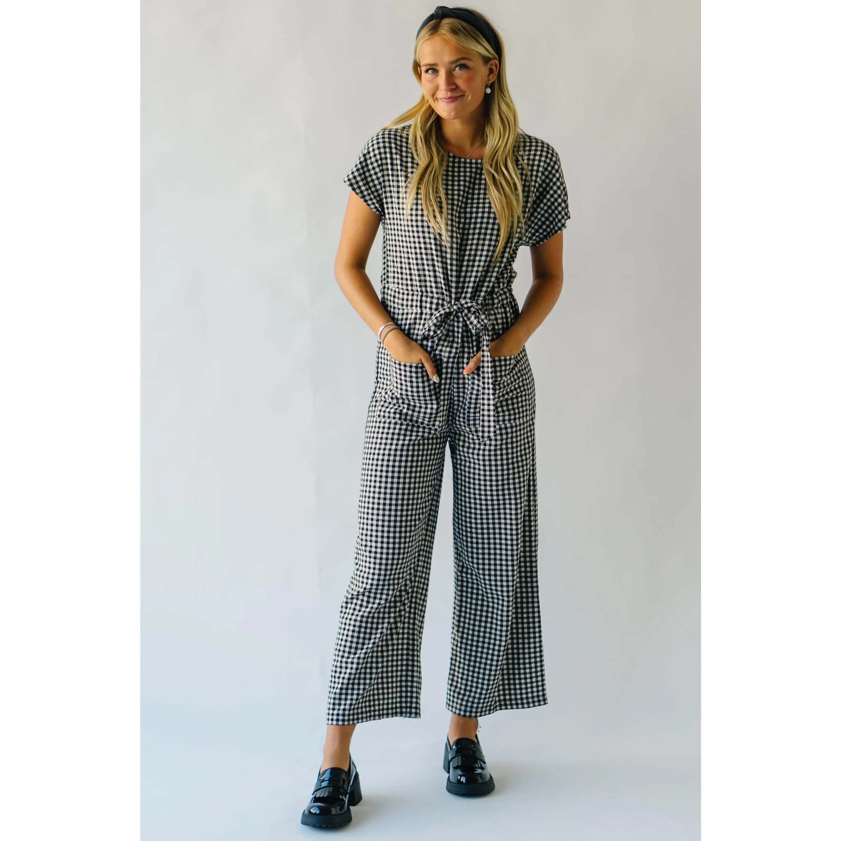 Piper & Scoot: The Bianca Cinch Jumpsuit in Black Gingham