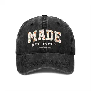 Made For More Ephesians 2:10 Floral Graphic Washed Baseball Cap Christian Quote Dad Hat For Religious Believers