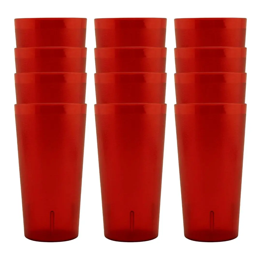 16 oz Red Heavy-Duty Plastic Restaurant Tumblers, Dishwasher safe, BPA-free, Shatterproof, Stackable for storage, Great for Water, Juice, Soft Drinks and Cocktails (Set of 6 & 12) Bottles Mugs Drinkware Mugs Lightweight Indoor