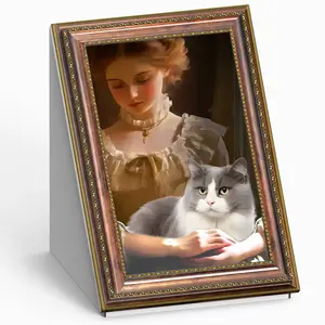 Cat Scratcher House 44x35x53cm Art Deco Durable Oil Painting Frame for Indoor Cats with Scratch Board & Hideout Space Enclosed Classic Oil Painting Design Interactive Cardboard halloween campaign gifts