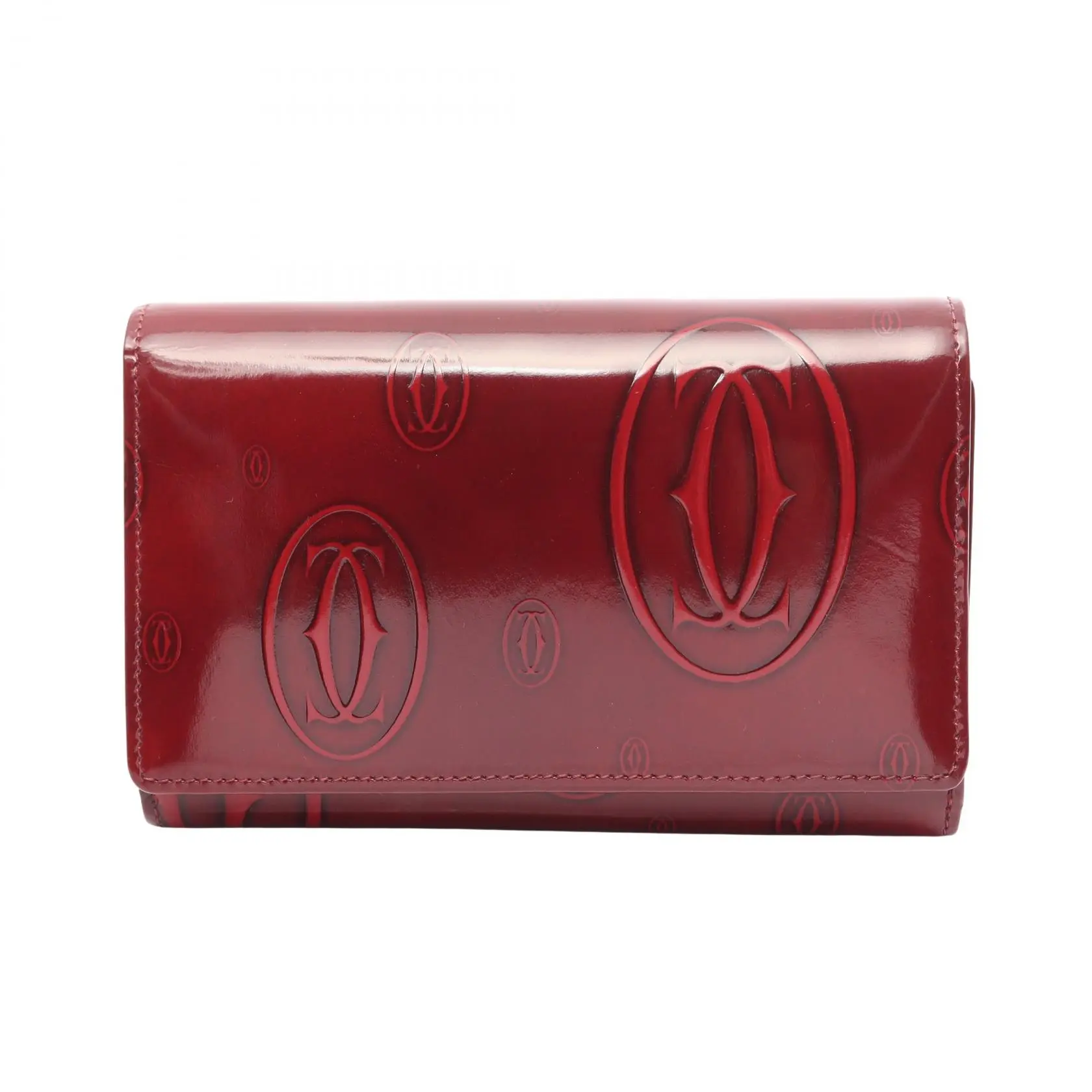 Pre-owned Cartier Patent Leather Small Leather Goods Happy Birthday Wallet
