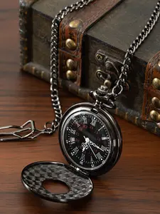 1pc Vintage Flip-Top Pocket Watch with Classic Roman Numerals, Men's/Women's Necklace, Quartz Large Numerals, Elderly Pendant Watch Gift
