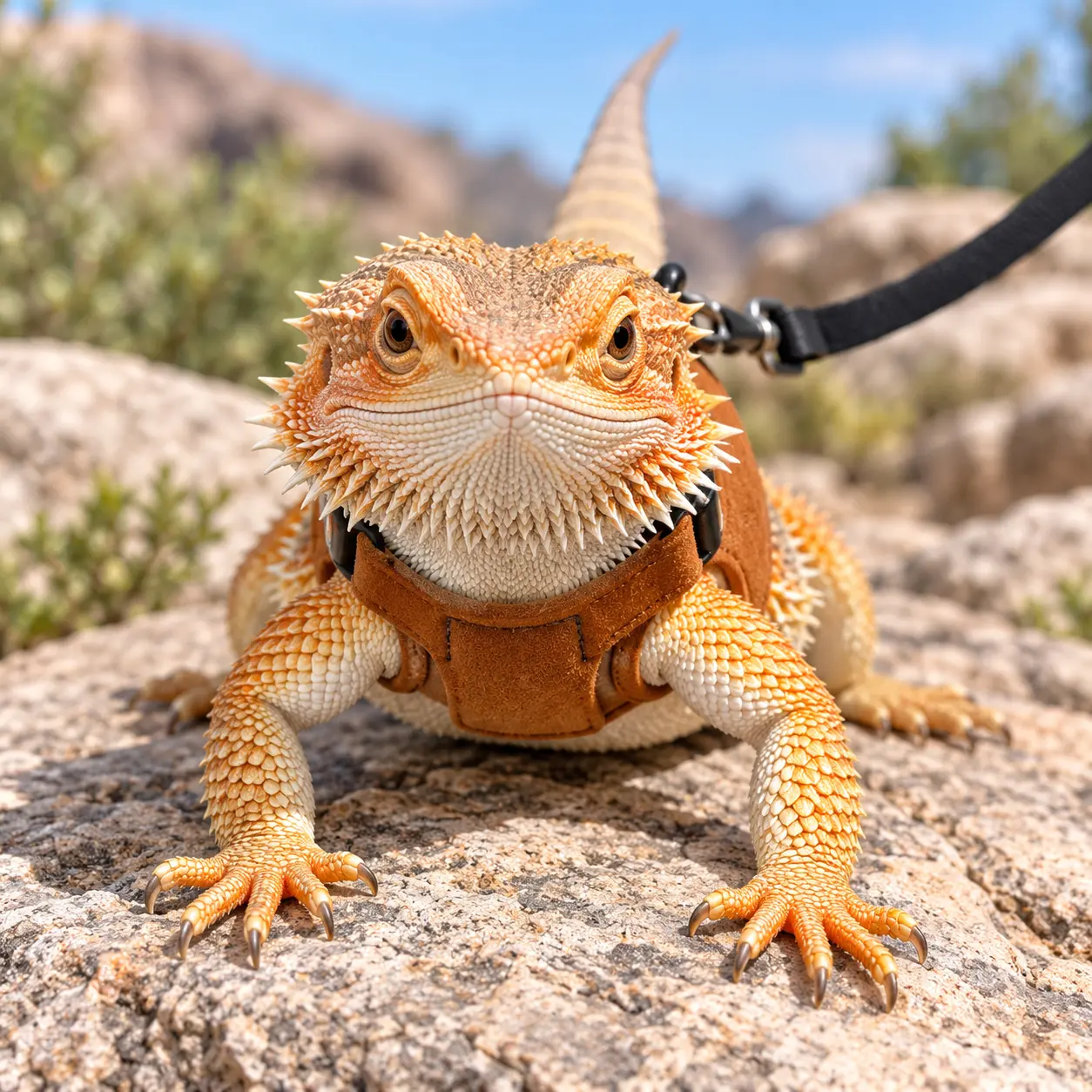 PawLuma Adjustable Bearded Dragon Harness and Leash Set, Escape-Proof Reptile Harness with Secure D-Rings, Soft Lizard Walking Vest for Bearded Dragons, Geckos and Small Reptiles