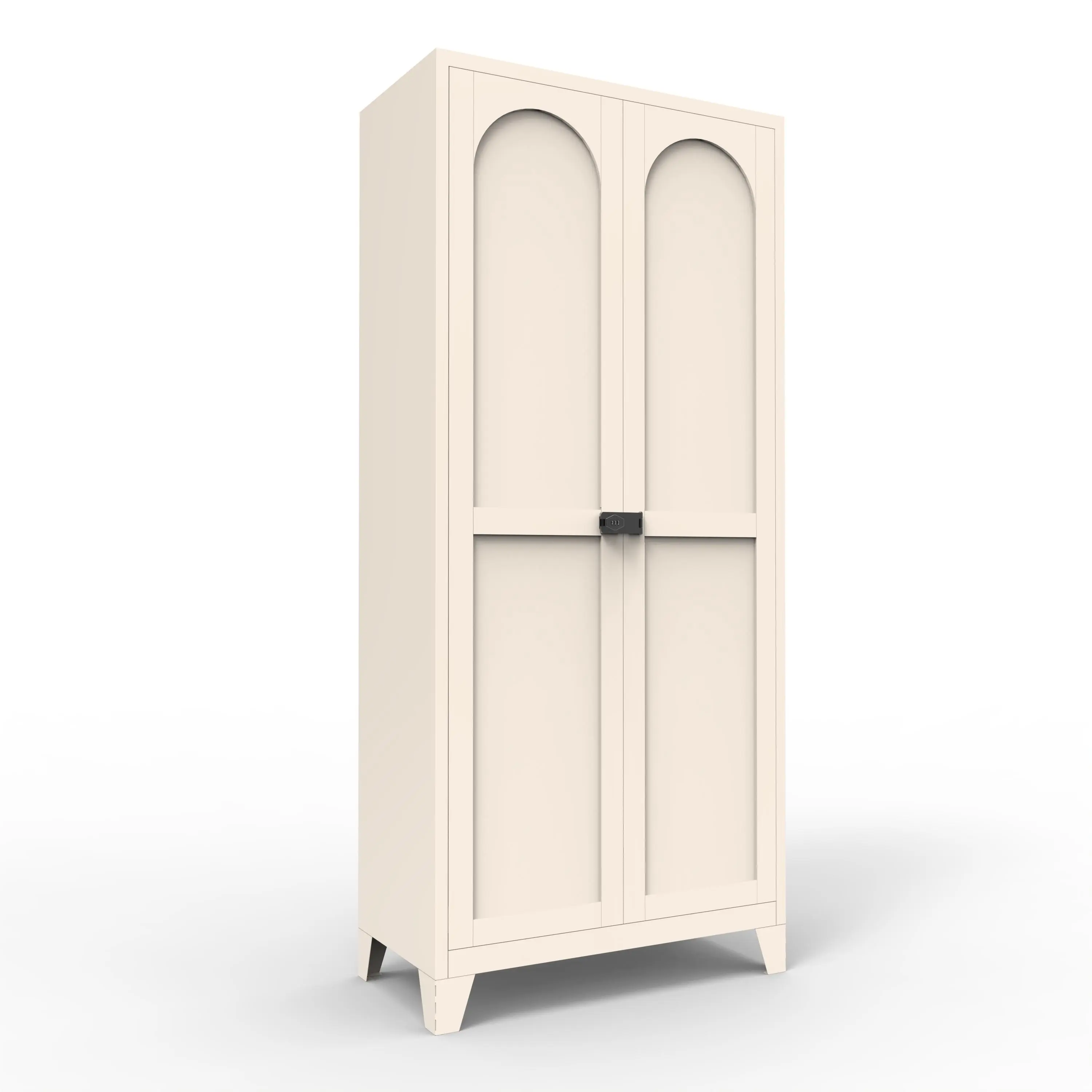 71'' 2 Shapely Door Cabinet With Lock, Metal Storage Cabinet with Doors and Adjustable Shelves, for Kitchen, Bedroom, Living Room(Beige)