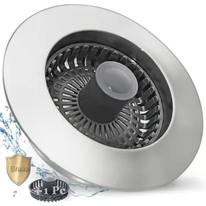 3 in 1 Kitchen Sink Stopper, Pop Up Kitchen Sink Drain Strainer, with an Extra Basket Strainer, Kitchen Sink Drain Stopper for US Standard 3-1/2 Inch, Brass Material Electroplate Sr