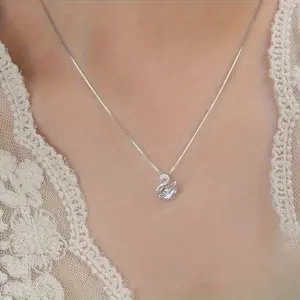 1pc Little Swan Pendant Necklace Luxury High-end Design Fashionable Versatile Clavicle Chain-Suitable for All Occasions for Women-Perfect Charm Holiday Gift