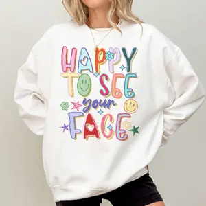 Happy To See Your Face Teacher Shirt, Hand Drawn Colorful Doodle Stars Messy Teacher Shirt, Teacher Sweatshirt, 1st Day Of School Teacher, Trendy Teacher Back To School Shirt, Gift For Teacher Fit Hoodie