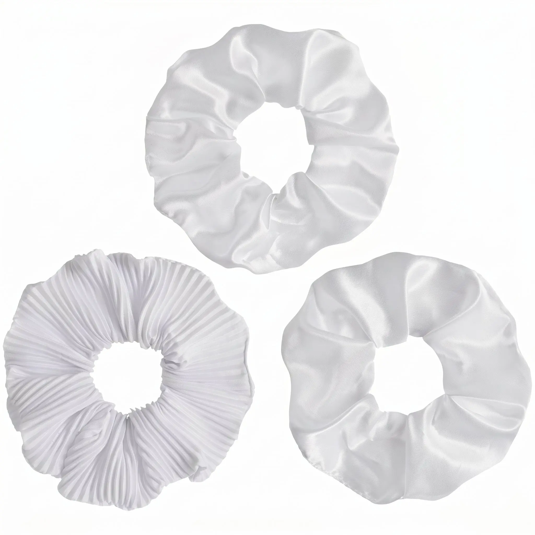 Classic White Scrunchies, 3-Pack
