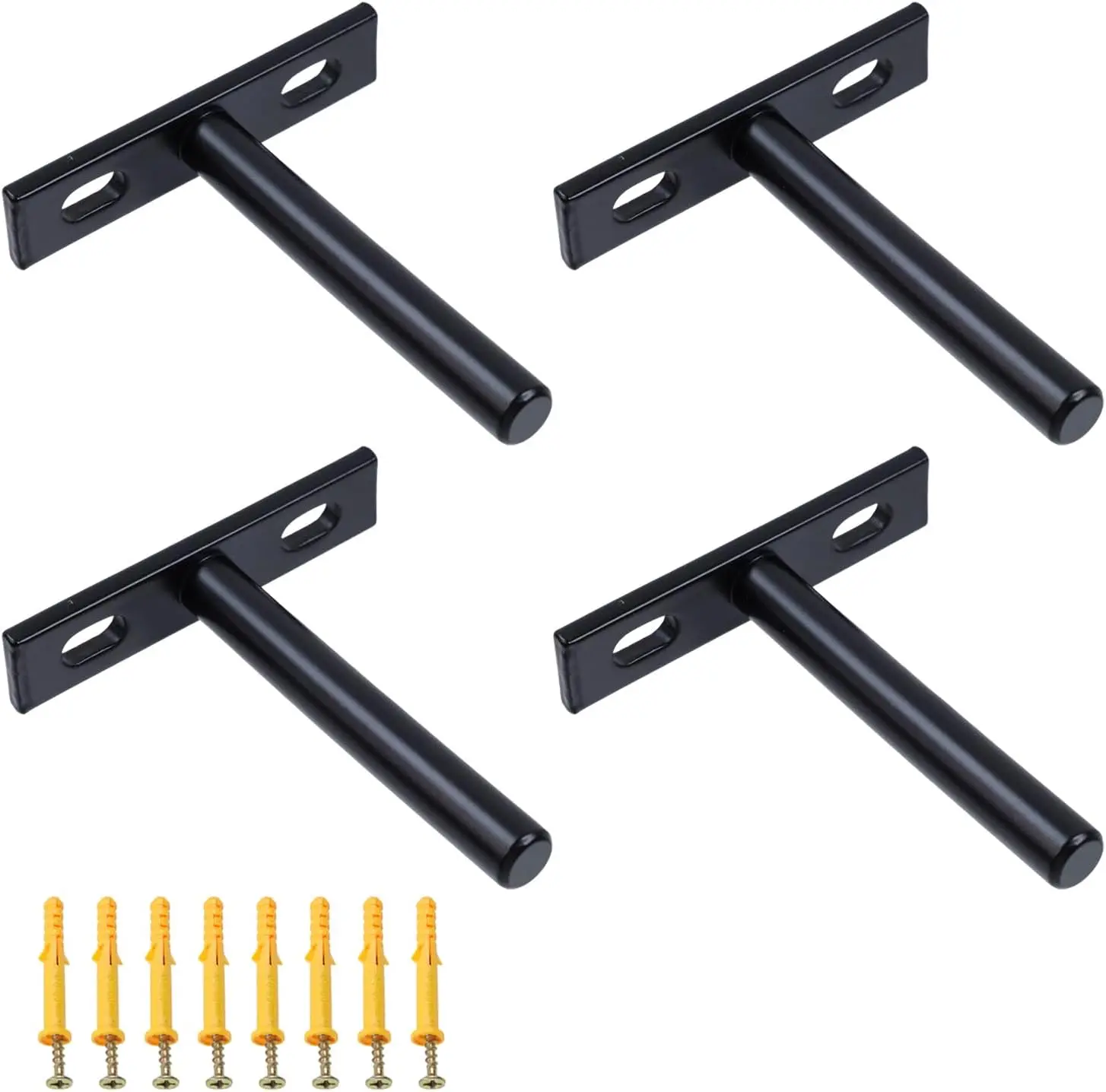 Floating Shelf Brackets 3-inch Heavy Duty Hidden Brackets Black Invisible Shelf Support for Floating Wood Shelves - 4pcs