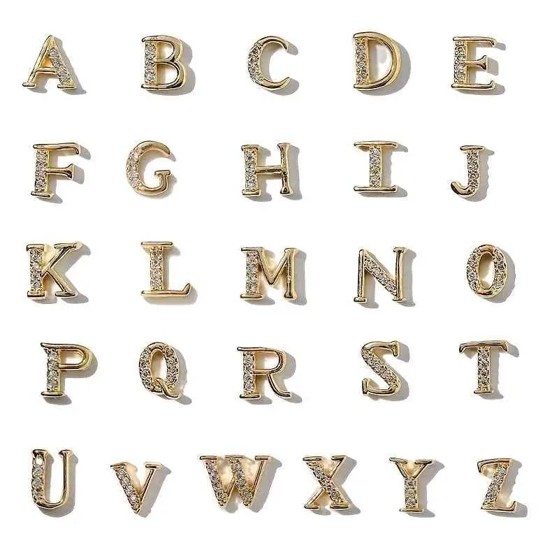 26Pcs/lot Light Luxury Letter Alloy Rhinestone Nail Art Patch Full Diamond Diy Contracted Decorations Accessories