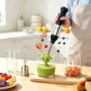 All-in-One Immersion Blender Set for Adult Family Daily Cooking, 110V 60Hz 700W High Watt Electric Blender US Plug Design, Detachable Accessories Easy Washing Multipurpose Tool for Baby Purees Smoothies Juices Kitchen Meal Making