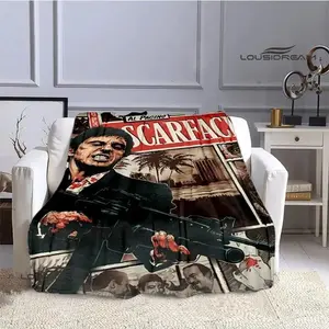 Scarface Classic Movie Blanket Ultra Soft Flannel Cozy Warm Bedroom Couch Sofa Home Travel Throw Bed Lining Decor Decorative Throw Perfect Birthday Gift Christmas Gift for Film Fans Men Women Teens Gangster Tony Montana Style
