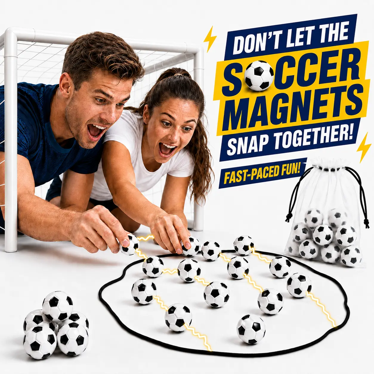 Magnetic Soccer Strategy Game 2026 – 20 Soccer Ball Magnets, Rope Boundary & Carry Bag | Tabletop Face-Off for 2-4 Players Ages 8+ | Family Game Night, Travel & Party Gift