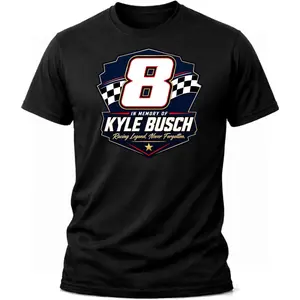 Kyle Busch Memorial Racing Shirt, Number 8 Racing Legend Tribute Tee, Never Forgotten Motorsports Fan Shirt, Black Graphic T Shirt