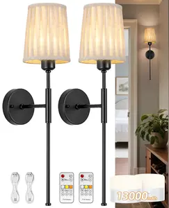 【Hot Pick】Glitnous Pair of Fabric Shade Wall Sconces Multiple Style Options Available Modern Minimalist to Vintage Classic Warm Light Diffusion Perfect for Any Room