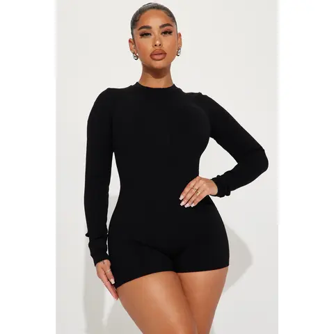 Maribel Snatched Romper - Black