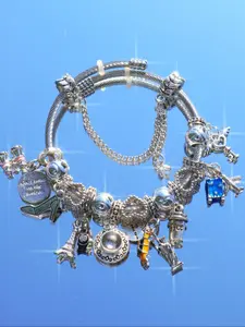 1Pcs Travel Series Charm Bracelet, Vintage Pendant Bracelet with Coffee Suitcase Charm, Adjustable Classic Fashion Gift for Friends, Stackable Bracelet