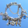 1Pcs Travel Series Charm Bracelet, Vintage Pendant Bracelet with Coffee Suitcase Charm, Adjustable Classic Fashion Gift for Friends, Stackable Charm Bracelets