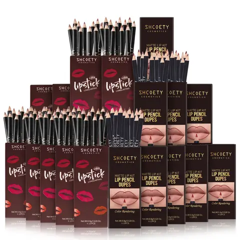 12Pcs Waterproof Matte Creamy Pencil Lip Liner Gift Set - High Pigment, Long-Lasting, Smooth-Applying Makeup Products, Ideal for Teen Girls & Women, Girly Daily Use
