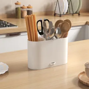 Kitchen Utensil Organizer Rack, Multi-Functional Storage Drainage Box, Wall-Mountable or Countertop, Space-Saving Design, Cutlery Holder