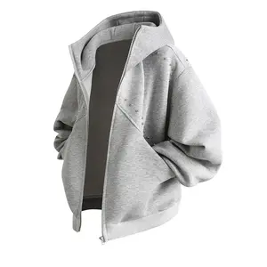 Studded Hooded Sweatshirt, Men’s Premium-Feel Loose Casual Heavyweight Couple Jacket, High-Quality Casual Jacket, Stylish High-Street Long-Sleeve Pure Cotton Washed Denim Jacket