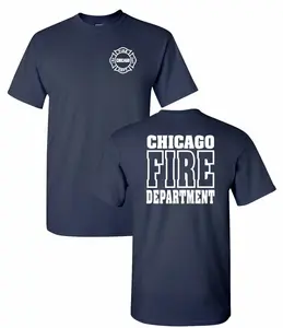 Chicago Fire Department 2-Sided T-Shirt, #FirefighterPride Graphic Tee, EMS Chicago Firefighter Department Gear for Men & Women