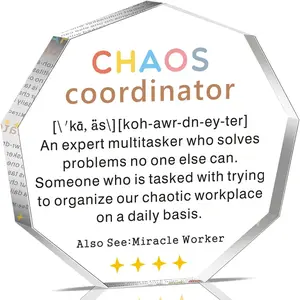 Chaos Coordinator Gifts For Coworkers Social Worker Thank You Gift For Office Staff Motivational Desk Decoration Administrative Assistant Gift For Boss Inspirational Gifts Office Cubicle Acrylic Plaque Decor, Acrylic Signage Plaque