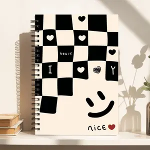 I Love You Spiral Notebook - Grid Heart Design, High-Quality Paper, Portable Spiral Binding, Suitable for Students and Professionals for Studying, Creative Writing, and Work Organization, Cheerful Aesthetics, Smooth Writing, Ruled Pages, School Essential,