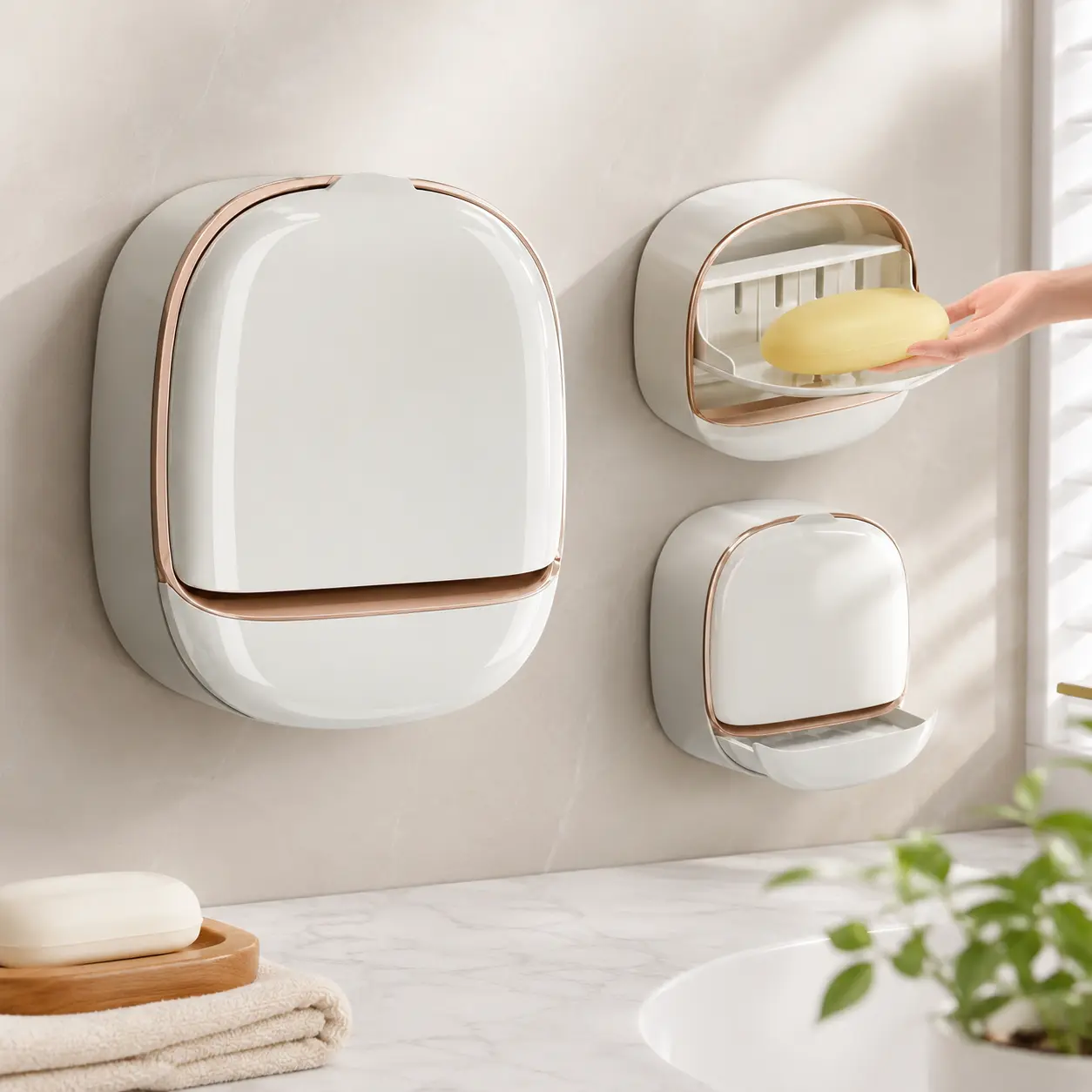 Adhesive Soap Holder for Shower Wall with Drainage Box, Waterproof Shower Bar Soap Holder Tray, Bathroom Stick on Soap Dish Wall Mounted, Kitchen Bath Hand Skin Soap Caddy Organizer dealsforyou summerwins