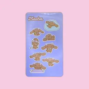 Mocha Sanrio Kawaii Sticker Sheet  4x7 Glossy Laminated | Hello Kitty & Friends Anime Stickers