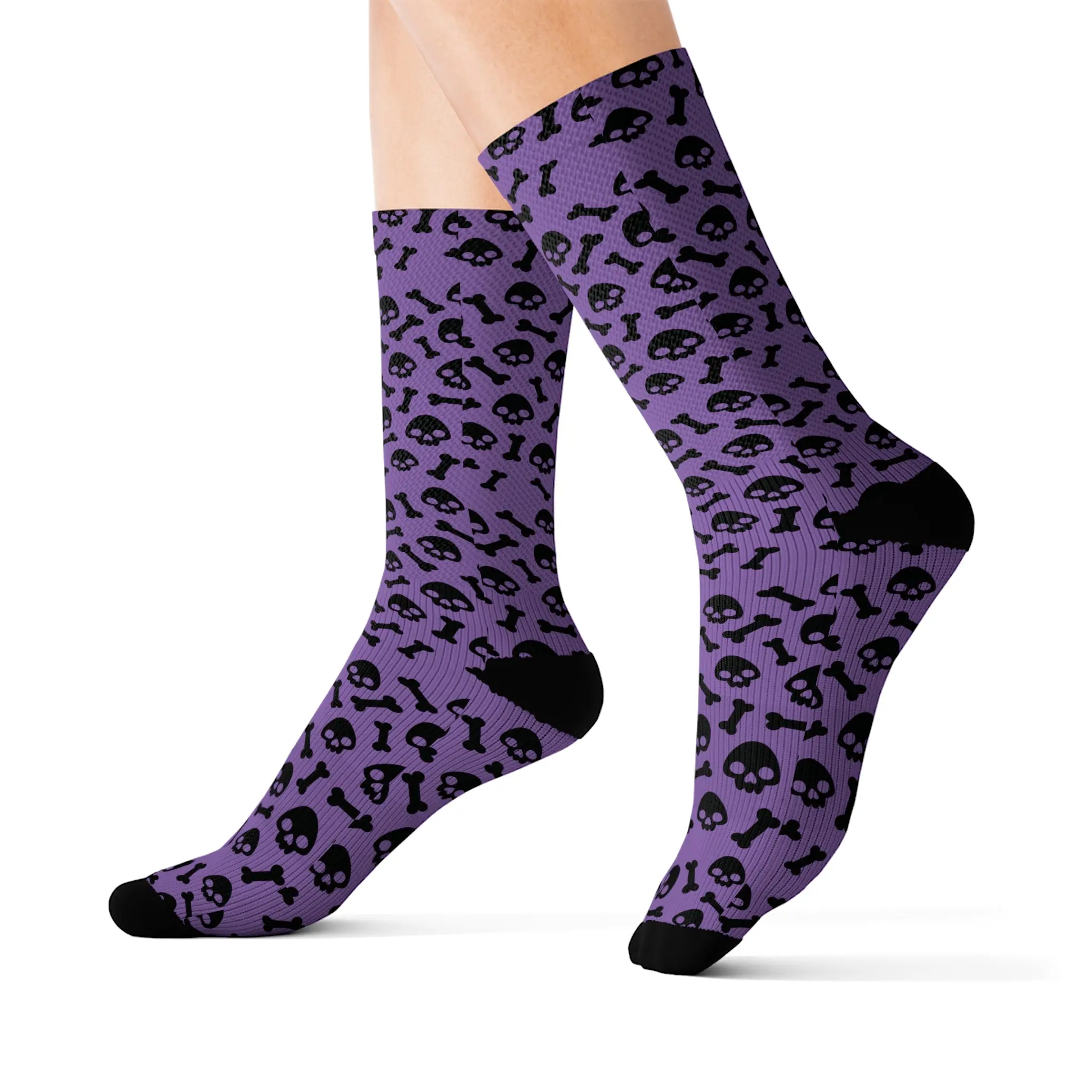Shadows and Lace Boutique Gothic Skulls and Bones Purple Lace Socks for Women