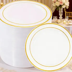 10-Piece Plastic Plates Set, Disposable Dinner Plates, Elegant Party Tableware, Perfect for Birthdays Weddings Christmas Valentine's Day
