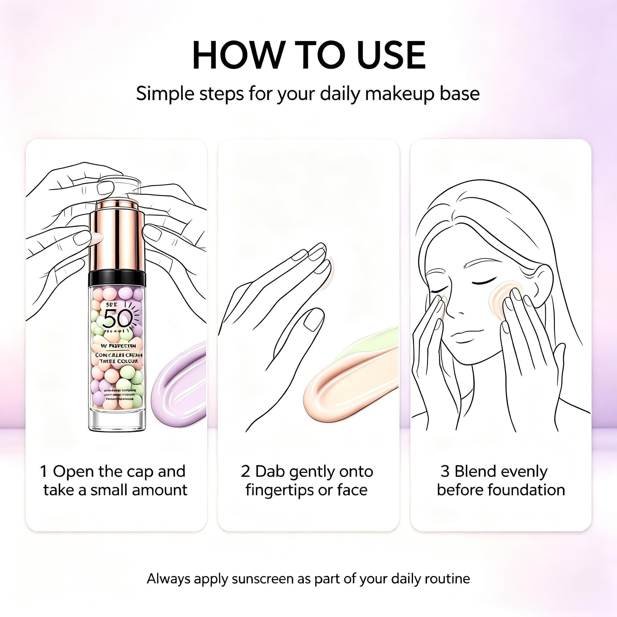 SPF50 3-Color Color Correcting Face Primer for Makeup, Waterproof Sweatproof Isolation Cream, Oil-Control Moisturizer Mattifying Hydrate Perfect Daily Sunscreen Base, Mattifying Primer, Perfect Primer