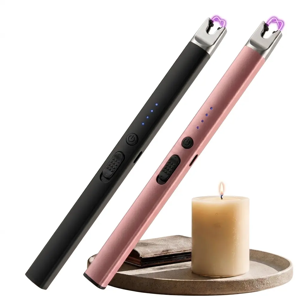 Rechargeable USB Arc Lighter, Long Windproof Electric Candle Lighter for Home Kitchen BBQ, Perfect Christmas Stocking Stuffer & Birthday Gift Ideas for Women Mom Sister Men