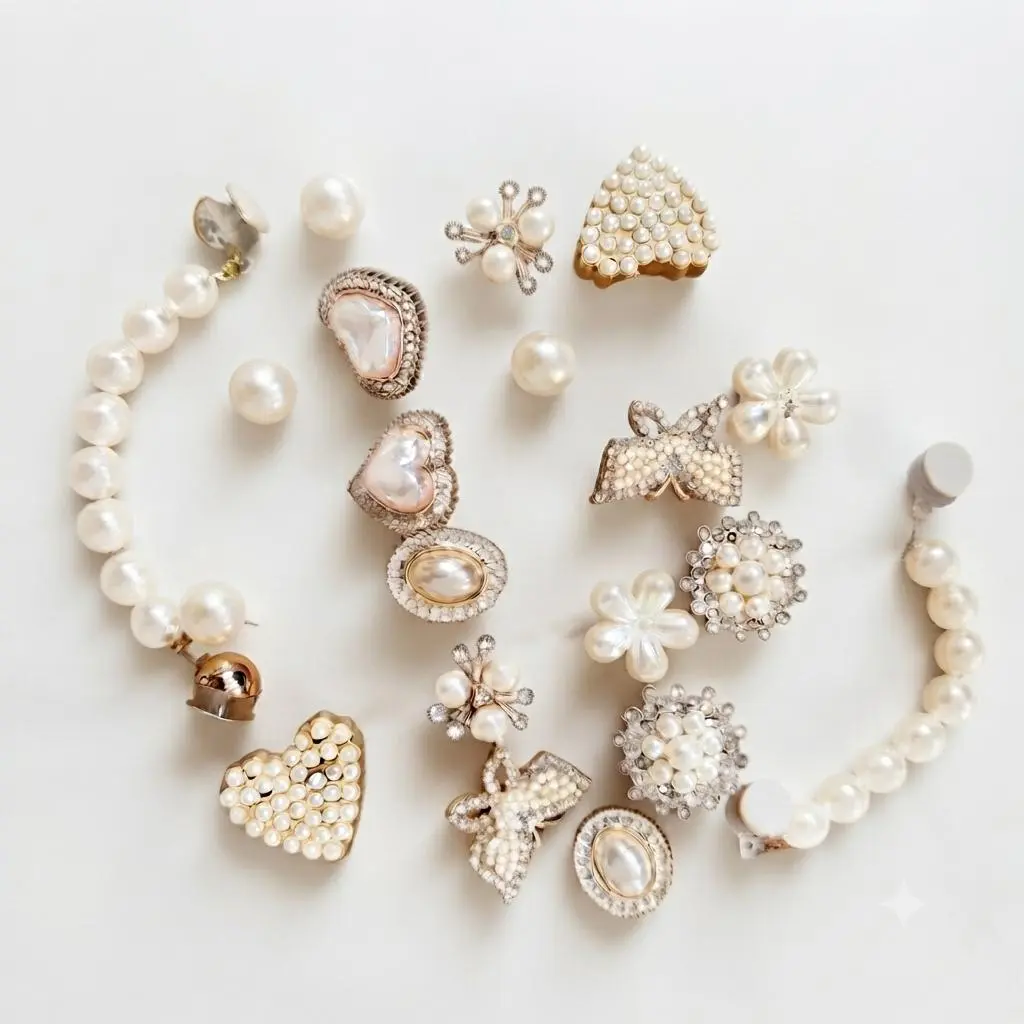Bling Shoe Charms Set for Clogs – Sparkly Pearl Flower, Crystal Rhinestone & Gold Chain Shoe Charms. Cute Clog Accessories for Women & Girls, Stylish DIY Shoe Decorations, Fashion Charms for Everyday Wear, Parties, Birthdays & Perfect Gift Ideas. Footwear