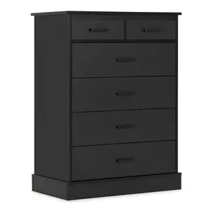 Tall Dresser with 6 Storage Drawers Sturdy Base Black