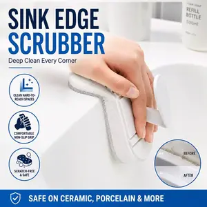 2 Pack Cleaning Sponge for Kitchen Pots Foldable Bendable Scrubber Brush with Handle, Household Cleaning Supplies, Kitchen Sponge for Bathroom, Wall, Shoe, Car, Dish, Sink, Shower Cleaner Tool Household Cleaning Gadget