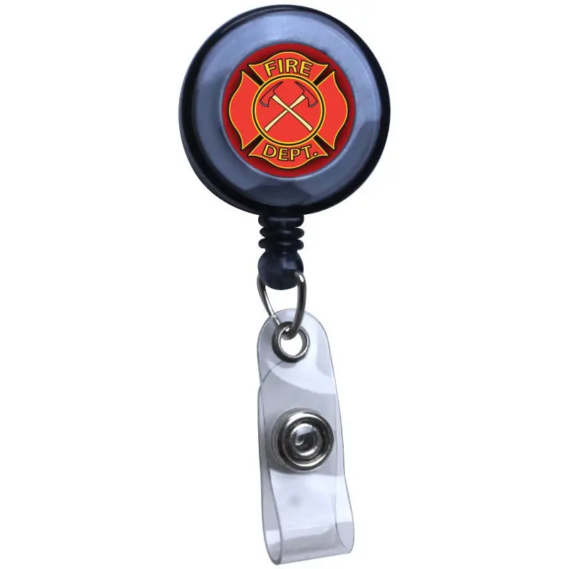 Retractable Translucent Plastic Badge Reel for Fire Fighters' ID Cards, Office Identification Supplies, Badge Reels for Office Stationery Needs