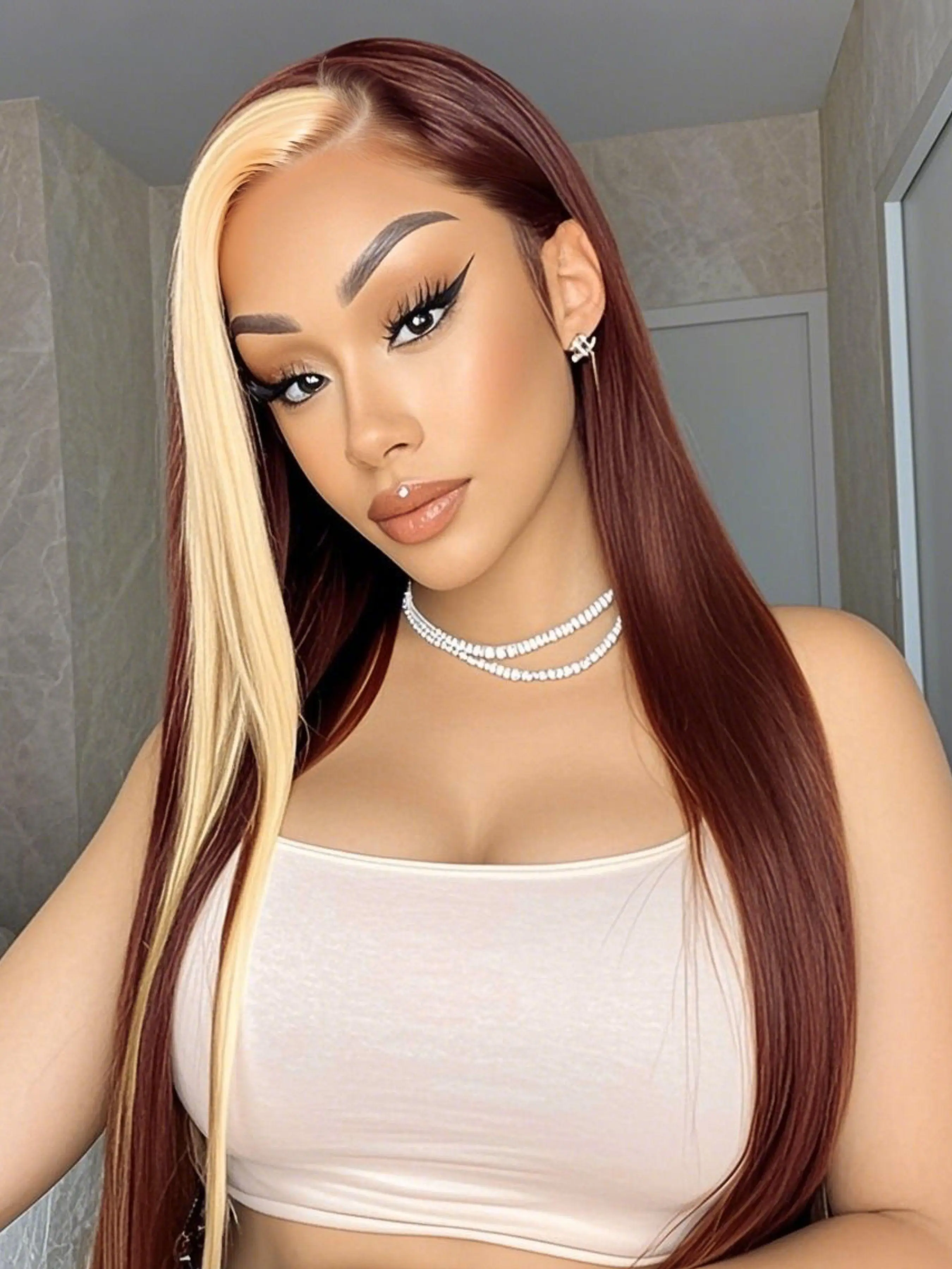 28 Inch Long Straight Wigs for Women, Gorgeous Fluffy Wigs without Bangs, Synthetic Lace Front Wigs for Party, Daily Use, Synthetic Smooth Wig, Blonde Straight Wig, Fashion Wig, Daily Wear Wig, Synthetic Hair Wigs