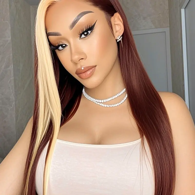 28 Inch Long Straight Wigs for Women, Gorgeous Fluffy Wigs without Bangs, Synthetic Lace Front Wigs for Party, Daily Use, Synthetic Smooth Wig, Blonde Straight Wig, Fashion Wig, Daily Wear Wig, Synthetic Hair Wigs
