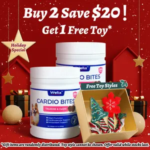 Wellix 260-Count Dog Cardio Bites with CoQ10, Promotes Heart Health & Vitality, Provides Antioxidant & Energy Boost, Chicken Flavor