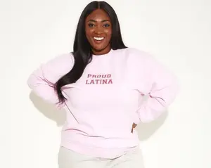 Pink Proud Latina Crewneck Sweatshirt - Soft Cozy Heavy Blend Pullover for Latina Women - 50% Cotton 50% Polyester Loose Fit True to Size