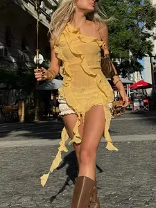 Women's Asymmetric Ruffle One-Shoulder Top, Perfect for Date Night, Boho Beach Vacation, Country Music Concerts, Fall Fashion